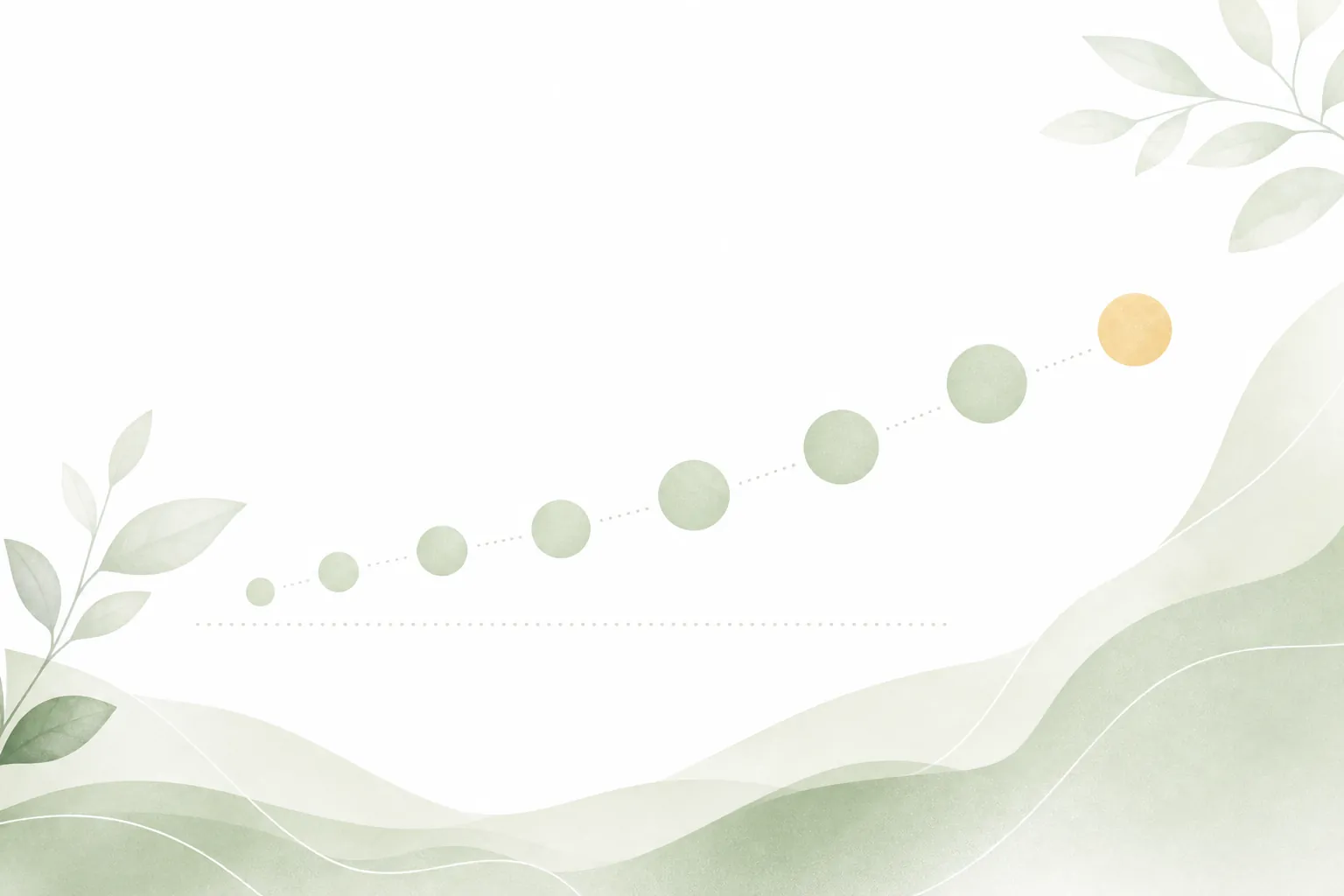 A bright, airy composition of a gently rising line of soft sage markers